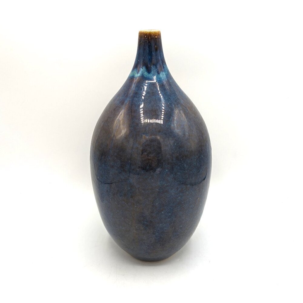 Vintage Mystic Passage Teal Reactive Glaze Opal Purple Stoneware Teardrop Vase